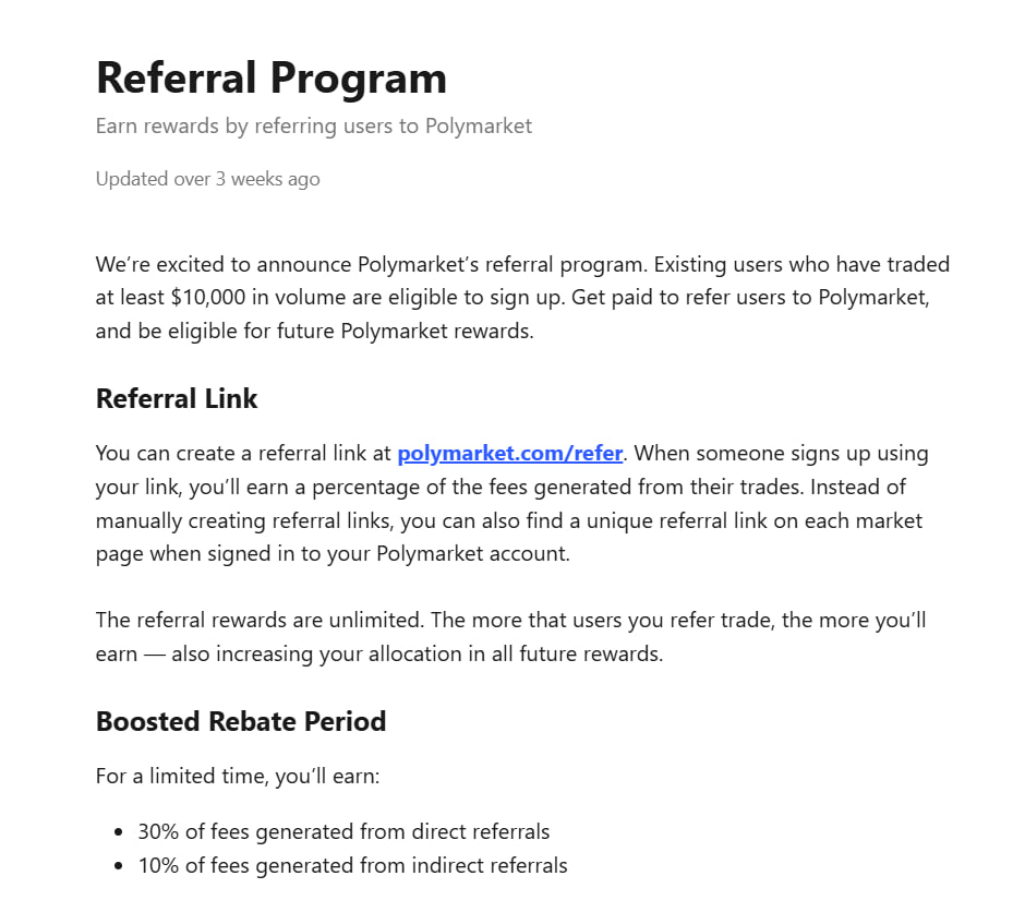 Polymarket referral program