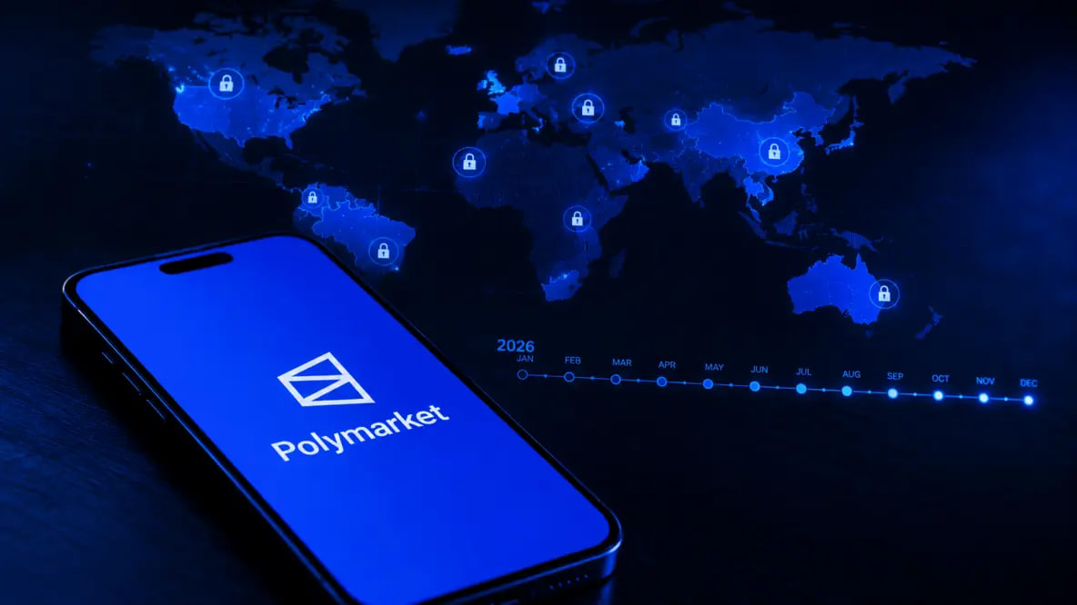 Smartphone displaying the Polymarket prediction market app