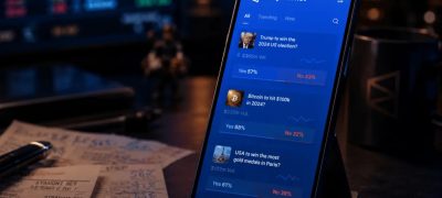 Smartphone displaying the Polymarket prediction market app