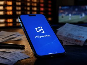 Smartphone displaying the Polymarket prediction market app