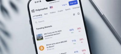 Smartphone displaying the Polymarket prediction market app